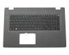Clavier incl. topcase DE (allemand) noir/gris original pour Acer Aspire E5-722G