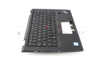 01AV163 original Lenovo clavier incl. topcase DE (allemand) noir/noir avec rétro-éclairage et mouse stick
