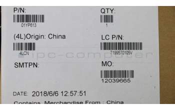 Lenovo 01YP613 NB_KYB FRU COMO NM,CHY,KB-BL,BK,GR
