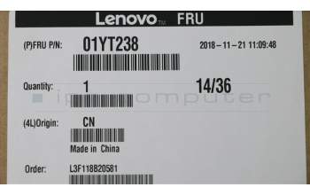 Lenovo 01YT238 COVER LCD Rear Cover ASM 4K