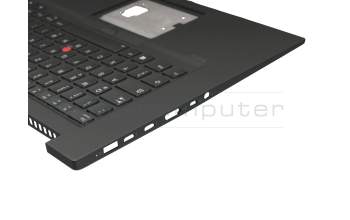 02HM989 original Lenovo clavier incl. topcase DE (allemand) noir/noir avec rétro-éclairage et mouse stick