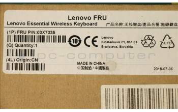 Lenovo 03X7335 KB MICE_BO FRU KBD Czech (ABB) 489