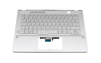 0KNR0-2617GE00 original Asus clavier incl. topcase DE (allemand) argent/argent avec rétro-éclairage