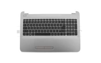 Clavier incl. topcase DE (allemand) noir/argent avec inscription grise sur le clavier original pour HP 15-ba500