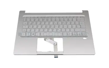 6B.HSEN2.046 original Acer clavier incl. topcase DE (allemand) argent/argent avec rétro-éclairage
