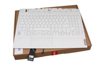 Clavier incl. topcase DE (allemand) blanc/blanc avec rétro-éclairage original pour Lenovo Legion 5-15ACH6H (82JU)