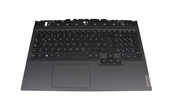 Clavier incl. topcase DE (allemand) noir/noir avec rétro-éclairage original pour Lenovo Legion 5-15ACH6H (82JU)