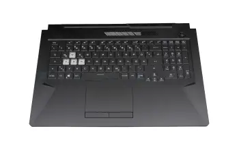90NR0713-R31GE1 original Asus clavier incl. topcase DE (allemand) noir/transparent/noir avec rétro-éclairage