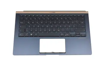 90NB0JQ1-R32GE0 original Asus clavier incl. topcase DE (allemand) noir/bleu avec rétro-éclairage