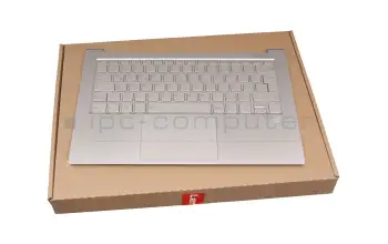 Clavier incl. topcase DE (allemand) argent/argent avec rétro-éclairage original pour Lenovo Yoga C940-14IIL (81Q9)