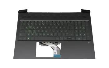 M02039-041 original HP clavier incl. topcase DE (allemand) noir/vert/noir avec rétro-éclairage