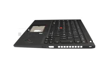 102-18F86LHC01C original Lenovo clavier incl. topcase FR (français) noir/noir avec rétro-éclairage et mouse stick