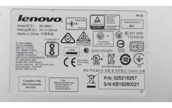 Lenovo 25216257 DT_KYB Liteon SK-8861(GB) 2.4G KB-improv