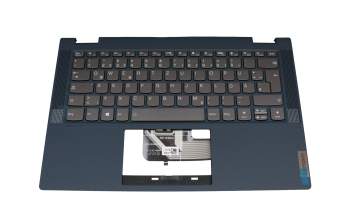 460.0MD06.0001 original Lenovo clavier incl. topcase DE (allemand) gris foncé/bleu avec rétro-éclairage bleu