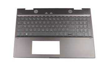 490.0EH07.BS0G original HP clavier incl. topcase DE (allemand) gris/gris avec rétro-éclairage