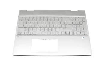 490.0GB07.AD0G original Wistron clavier incl. topcase DE (allemand) argent/argent avec rétro-éclairage (DIS)