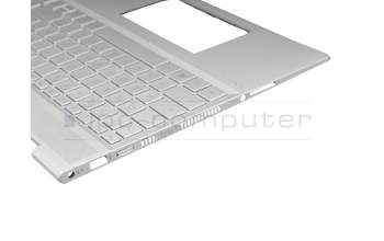 490.0GB07.AD0G original Wistron clavier incl. topcase DE (allemand) argent/argent avec rétro-éclairage (DIS)