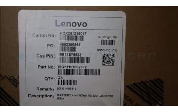 Lenovo 5B11S76523 BATTERY 4cell 60Wh 12.92V L25N4PK0 NT/A
