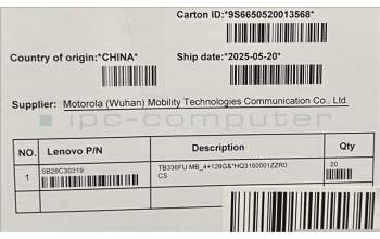 Lenovo 5B28C30319 TB336FU MB_4+128G&*HQ3160001ZZR0 CS