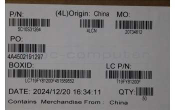 Lenovo 5C10S31264 CABLE Cable L 83K1 EDP TOUCH LUX