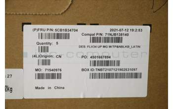 Lenovo 5CB1B34704 COVER Upper Case ASM_LA SPA C 20VD MGNBL
