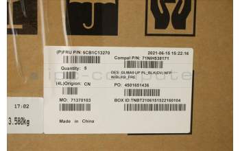 Lenovo 5CB1C13270 COVER Upper C82LM PL_BLKD NFP BLKB_FRE