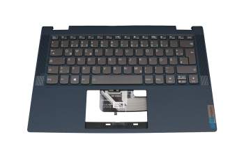5CB1C66543 original Lenovo clavier incl. topcase DE (allemand) gris foncé/bleu avec rétro-éclairage bleu