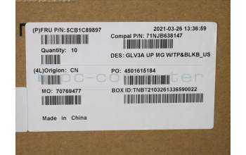 Lenovo 5CB1C89897 C-Cover with keyboard,USA English,Mineral Grey,Backlight