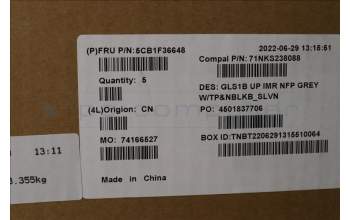 Lenovo 5CB1F36648 C-Cover with keyboard,Slovenian,Cloud Grey,Non_Backlight,Non_Fingerprint