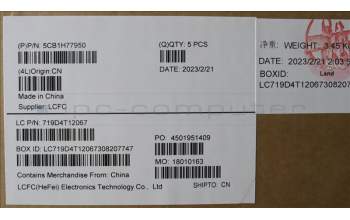 Lenovo 5CB1H77950 COVER Upper Case ASM_UKE L82RK FP AG N