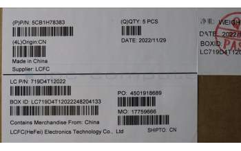 Lenovo 5CB1H78383 COVER Upper Case ASM_EURO ENGL82RKNFPMBN