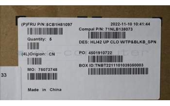 Lenovo 5CB1H81097 COVER UpperCaseASM_SPA C82SH CloBL