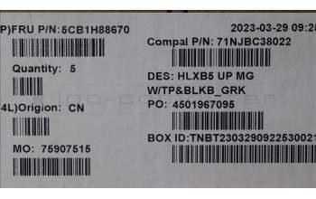 Lenovo 5CB1H88670 COVER Upper Case ASM_GRE C21DL MGBL