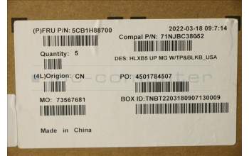 Lenovo 5CB1H88700 COVER Upper Case ASM_USA ENG C21DL MGBL