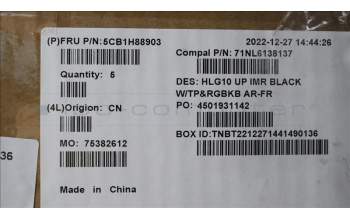 Lenovo 5CB1H88903 COVER UpperCaseASM_FRA/ARA C82S9RGB BLA