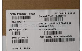 Lenovo 5CB1H89870 COVER UpperCaseASM_BEL C82S9 E3 BLA