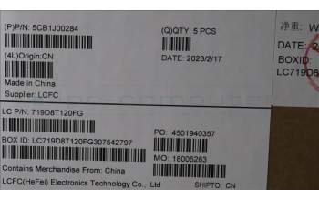 Lenovo 5CB1J00284 COVER Upper Case ASM_ENGL82SFFP_AB_NB_ML