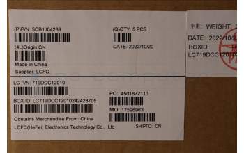 Lenovo 5CB1J04289 COVER Upper Case ASM_FRA L82TF RGBOG