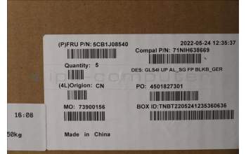 Lenovo 5CB1J08540 C-Abdeckung mit Tastatur, Deutsch, Schiefergrau, Hintergrundbeleuchtung, Fingerabdruck