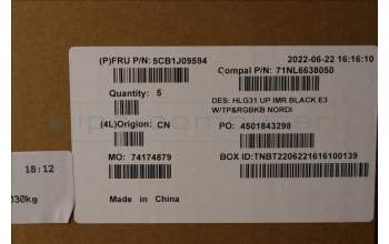 Lenovo 5CB1J09594 COVER UpperCaseASMNORDIC C82SARGB E3BLA