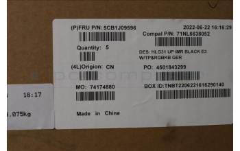 Lenovo 5CB1J09596 COVER UpperCaseASM_GER C82SARGB E3 BLA