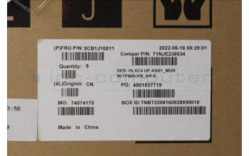 Lenovo 5CB1J10011 COVER Upper Case ASM_ARA C 21DM BLKB N