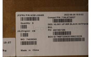 Lenovo 5CB1J38489 COVER Upper Case ASM_BUL C 82SC BLA