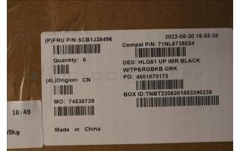 Lenovo 5CB1J38496 COVER UpperCase ASM_GRE C82SCRGB BLA