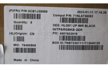 Lenovo 5CB1J38958 COVER UpperCase ASM_GER C82SCRGB BLA