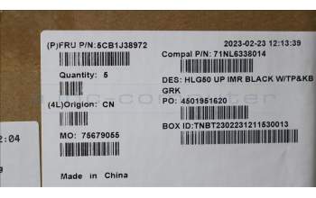 Lenovo 5CB1J38972 COVER Upper Case ASM_GRE C 82SB BLA