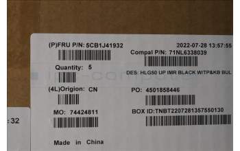 Lenovo 5CB1J41932 COVER Upper Case ASM_BUL C 82SB BLA