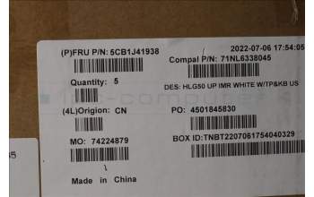 Lenovo 5CB1J41938 COVER Upper Case ASM_ENG C 82SB WHT