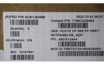 Lenovo 5CB1J52086 COVER UpperCaseASM_GER C82VG FP CG