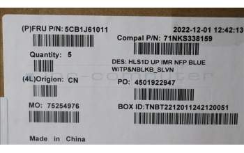 Lenovo 5CB1J61011 COVER UpperCaseASM_SLV C82VG NFP AB